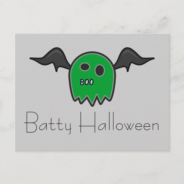 Carte postale Boat Bat Green Ghost Batty Halloween (Devant)