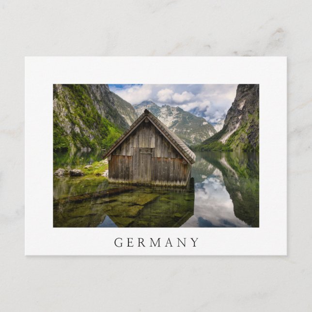 Carte Postale Boathouse dans le lac Obersee dans les Alpes en Al (Devant)