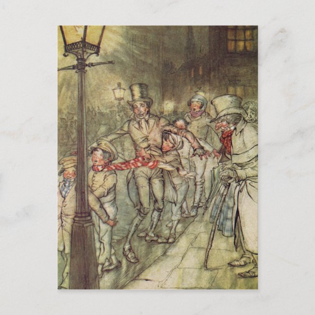Carte Postale Bob Cratchit a descendu une glissière sur Cornhill (Devant)