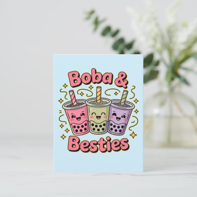 Carte Postale BOBA & Copines Vibes – Parfait pour les amateurs d (Debout devant)