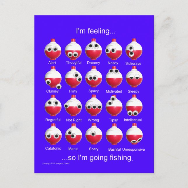 Carte Postale Bobbres De Pêche, Ambiance De Pêche Drôle, Émotion (Devant)