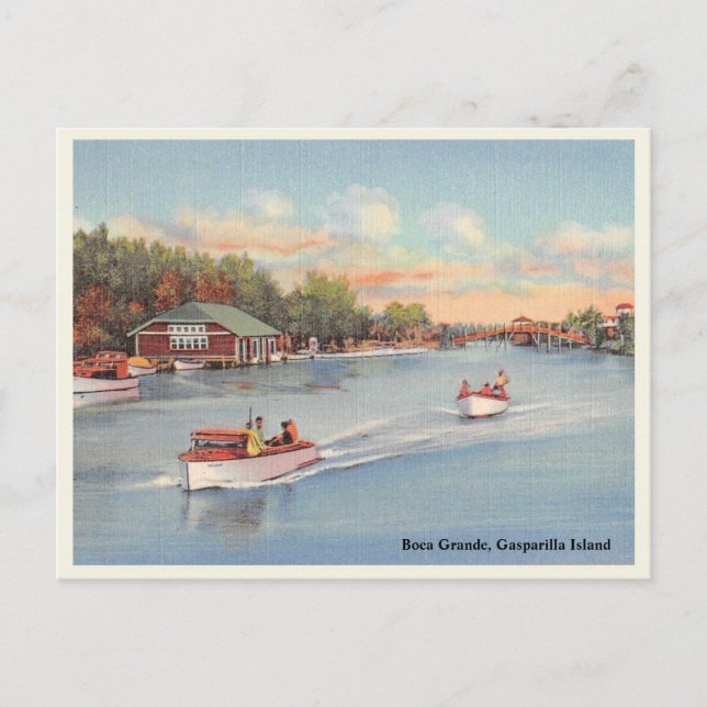 Carte Postale Boca Grande, île de Gasparilla, scène des bateaux  (Devant)