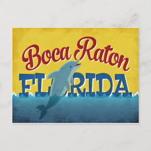 Carte Postale Boca Raton Florida Dolphin Retro Vintage voyage