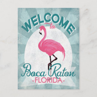 Carte Postale Boca Raton Florida Flamant rose rose Retro