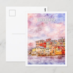 Carte Postale Boccadasse Italie Croquis aquarelle de voyage célè