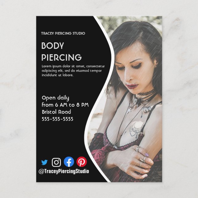 Carte Postale Body PIERCING STUDIO affiche prospectus (Devant)