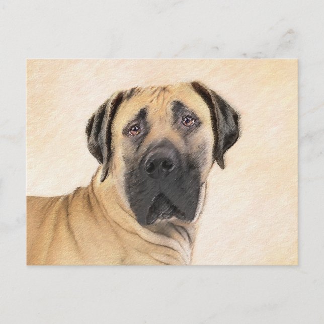Carte Postale Boerboel Peinture - Cute Original Chien Art (Devant)