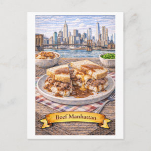 Carte Postale Boeuf Manhattan (Série de nourriture américaine)