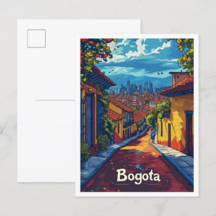 Carte Postale Bogota Colombia Art Vintage Illustration de voyage
