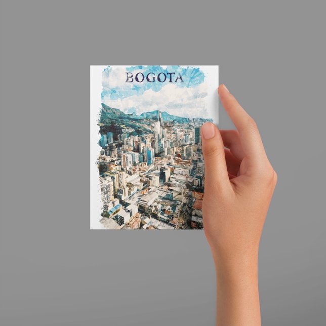 Carte Postale Bogota Colombie City View Aquarelle (bogota colombia watercolor postcard)