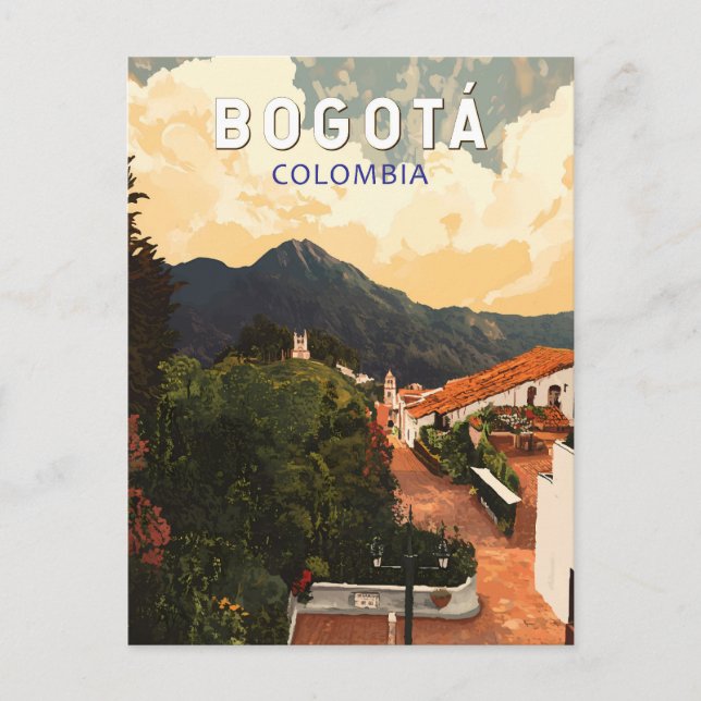 Carte Postale Bogota Colombie Illustration Voyage Art Rétro (Devant)