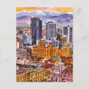 Carte Postale Bogota, Colombie Peinture aquarelle Cityscape