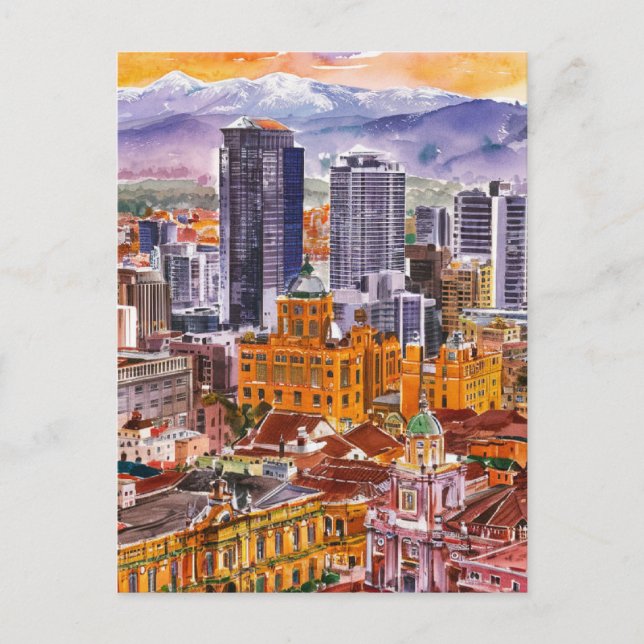 Carte Postale Bogota, Colombie Peinture aquarelle Cityscape (Devant)