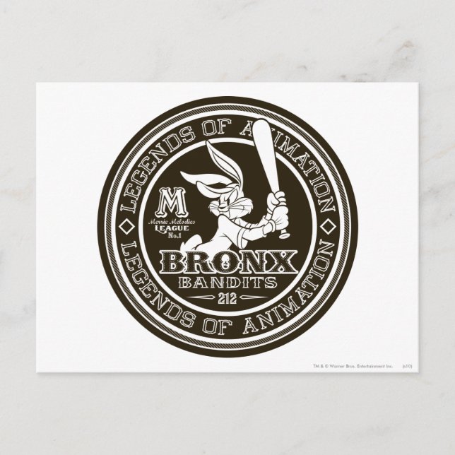 Carte Postale BOGS BUNNY™ Bronx Bomber's Round Logo B/W (Devant)