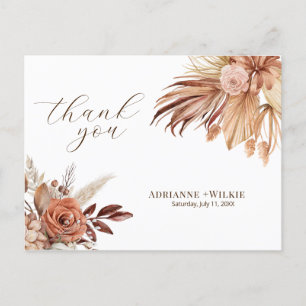 Carte Postale Bohême Boho Automne Pampas Mariage Merci