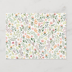 Carte Postale Bohème Feuilles et fleurs d'aquarelle