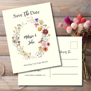Carte Postale Bohème Fleur sauvage Floral Enregistrer La Date