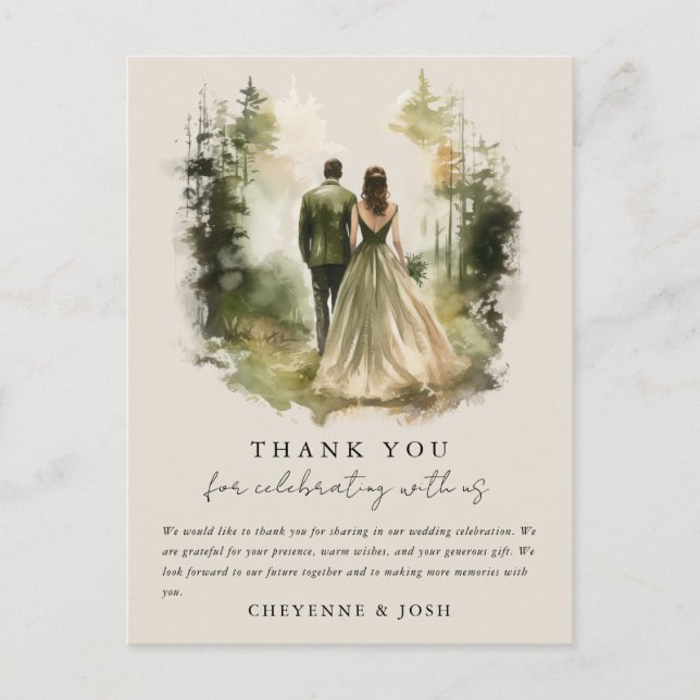Carte Postale Bohême Merci bohème de la forêt d'aquarelle enchan (Devant)