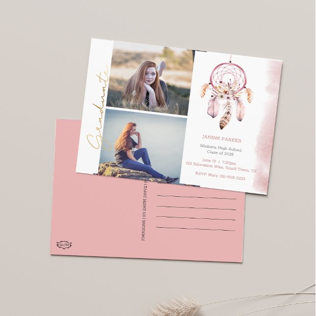 Carte Postale Boho Ajouter Vos Photos Graduation (Créateur téléchargé)