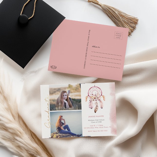 Carte Postale Boho Ajoutez Vos Photos Diplôme (Créateur téléchargé)