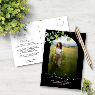 Carte Postale Boho Arch Ivy Black Graduation Merci