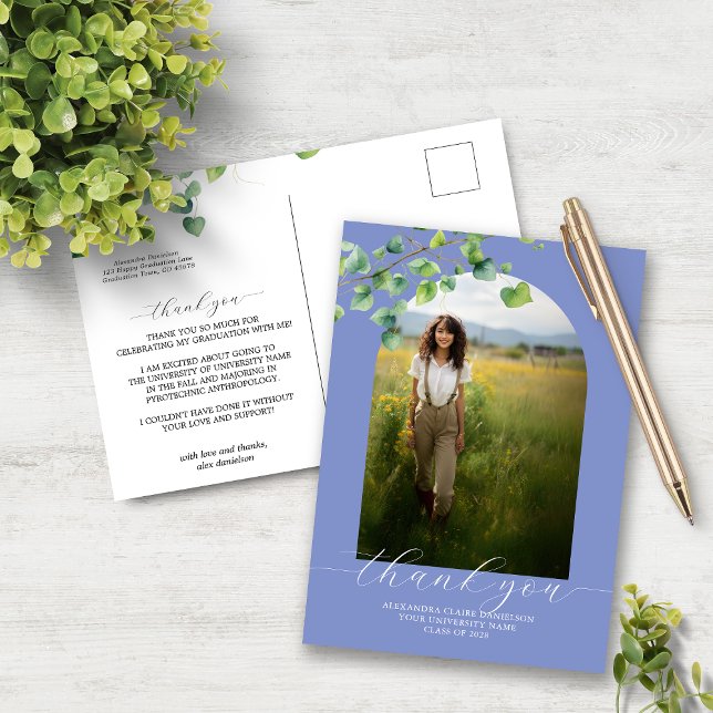 Carte Postale Boho Arch Ivy Cornflower Blue Grad Merci (Créateur téléchargé)
