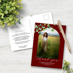 Carte Postale Boho Arch Ivy Dark Red Graduation Merci