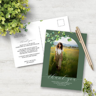 Carte Postale Boho Arch Ivy Sage Green Merci de graduation