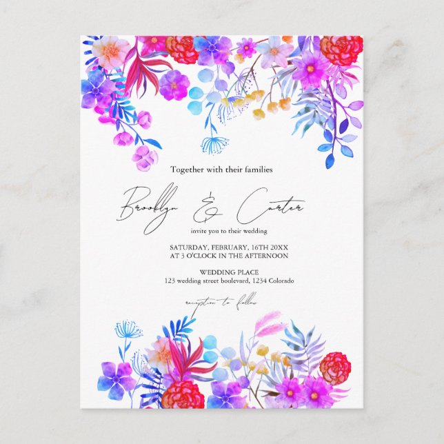 Carte Postale Boho automne floral rustique tout en un (Devant)