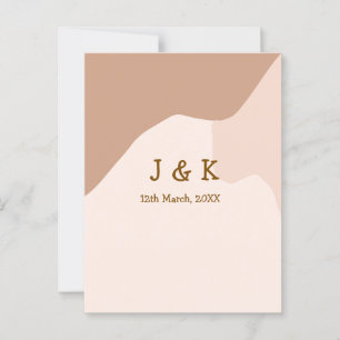 Carte Postale Boho beige curvy orange nom mariage date