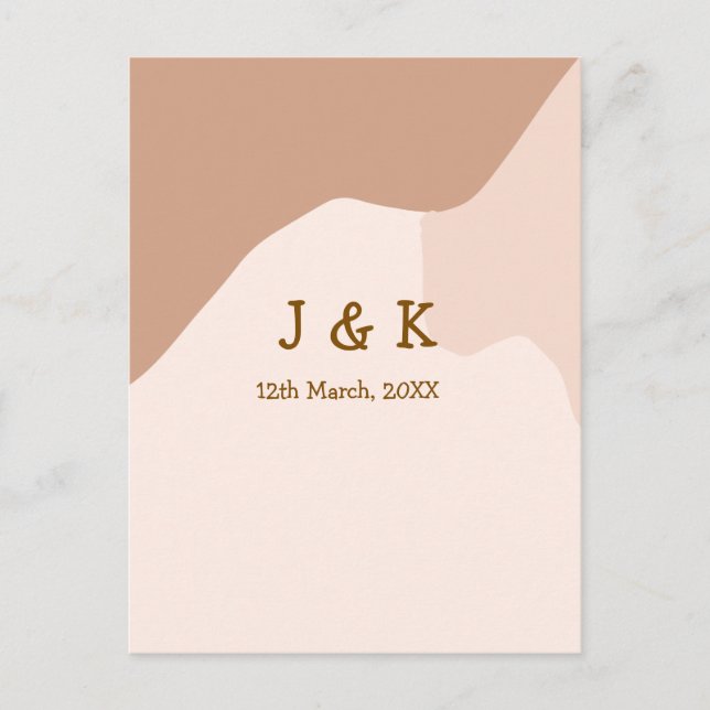 Carte Postale Boho beige curvy orange nom mariage date (Devant)