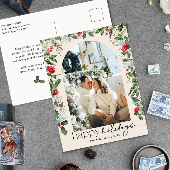 Carte Postale Boho Botanique Foliage Arc 1 Photo Fête (Créateur téléchargé)