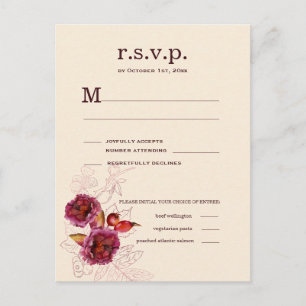 Carte Postale Boho Bourgogne Rose RSVP
