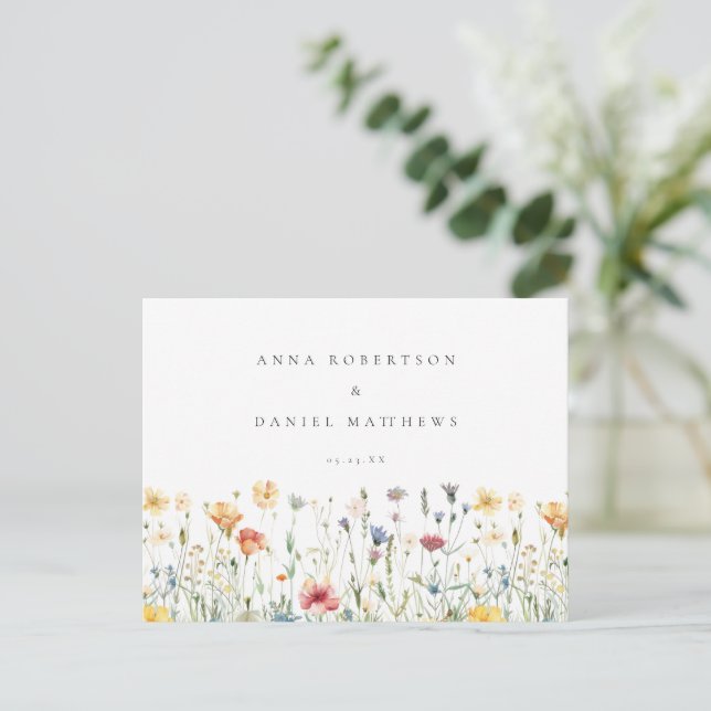 Carte Postale Boho Chic Floral Wedding RSVP (Debout devant)