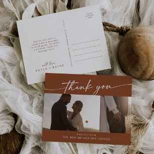 Carte Postale Boho Chic Remerciements de Mariage en Terracotta