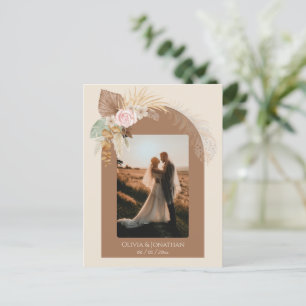 Carte Postale Boho Classé Moderne Rustique Beige Mariage Brown