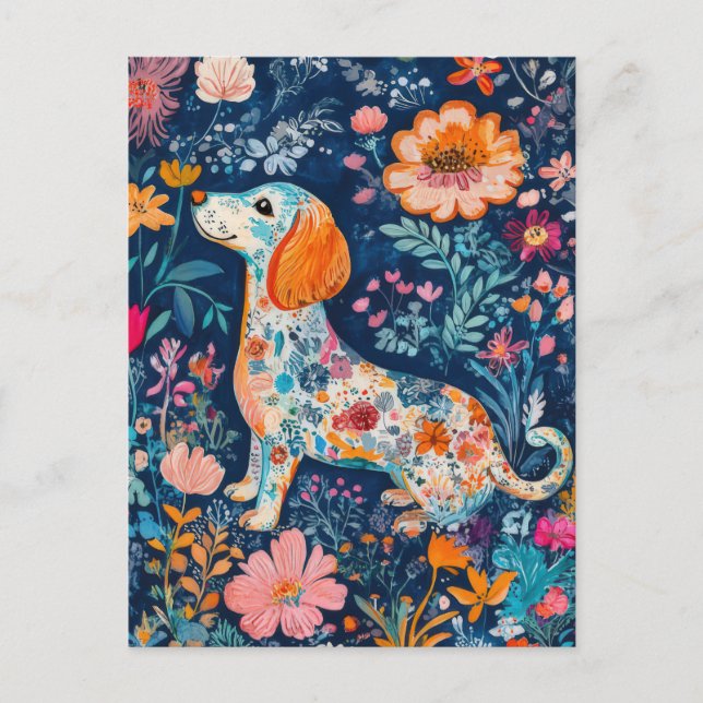Carte Postale Boho Dackel (Devant)