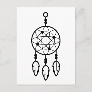 Carte Postale Boho Dream Catcher Native American Tribal Black