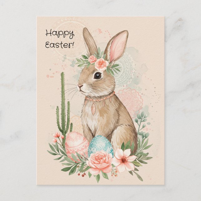Carte Postale Boho Easter Bunny - Mandala minimali (Devant)
