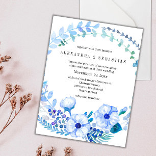 Carte postale Boho Elegant Blue Floral Wreath Mari