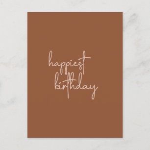 Carte Postale Boho Été Brun Terracotta Tendance Joyeux Anniversa
