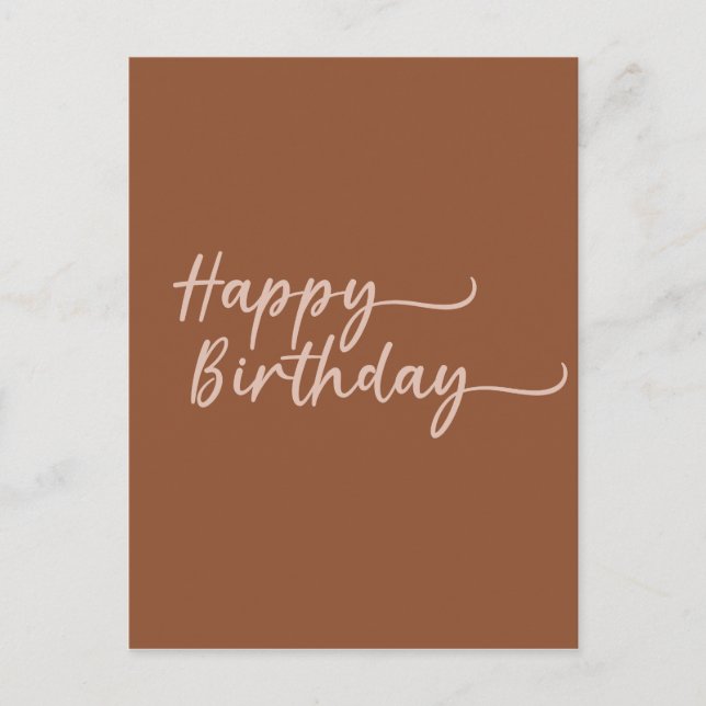 Carte Postale Boho Eté Brun Terracotte Anniversaire Tendance Heu (Devant)
