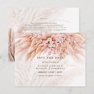 Carte Postale BOHO Faire-part de mariage floral à l'herbe de Pam