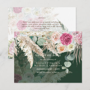 Carte Postale BOHO Faire-part de mariage floral à l'herbe de Pam