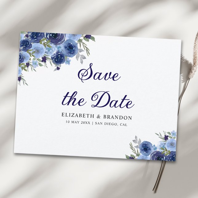 Carte Postale Boho Floral in Midnight Blue – Rustic Wedding (Créateur téléchargé)