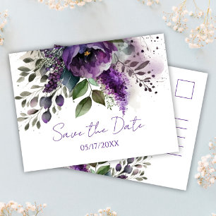 Carte Postale Boho Floral Moderne Purple Sauvez La Date
