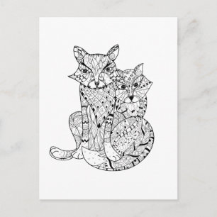 Carte Postale Boho Fox Doodle
