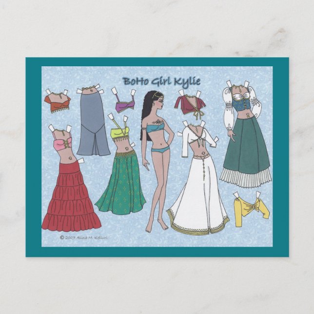 Carte postale BoHo Girl Kylie Paper Doll (Devant)