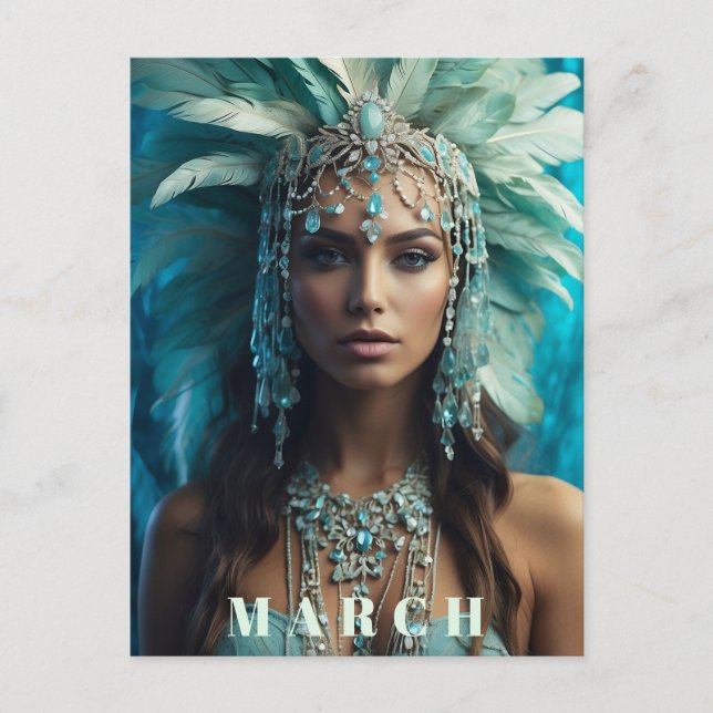 Carte Postale *~* Boho Headdress MARCH AP53 AQUAMARINE (Devant)