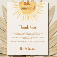 Boho Hello Sunshine Remerciement pour Baby Shower